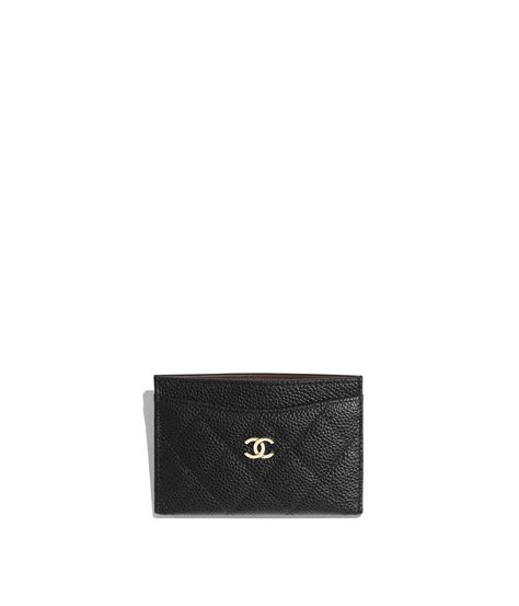 chanel classic card holder grained calfskin & silver black